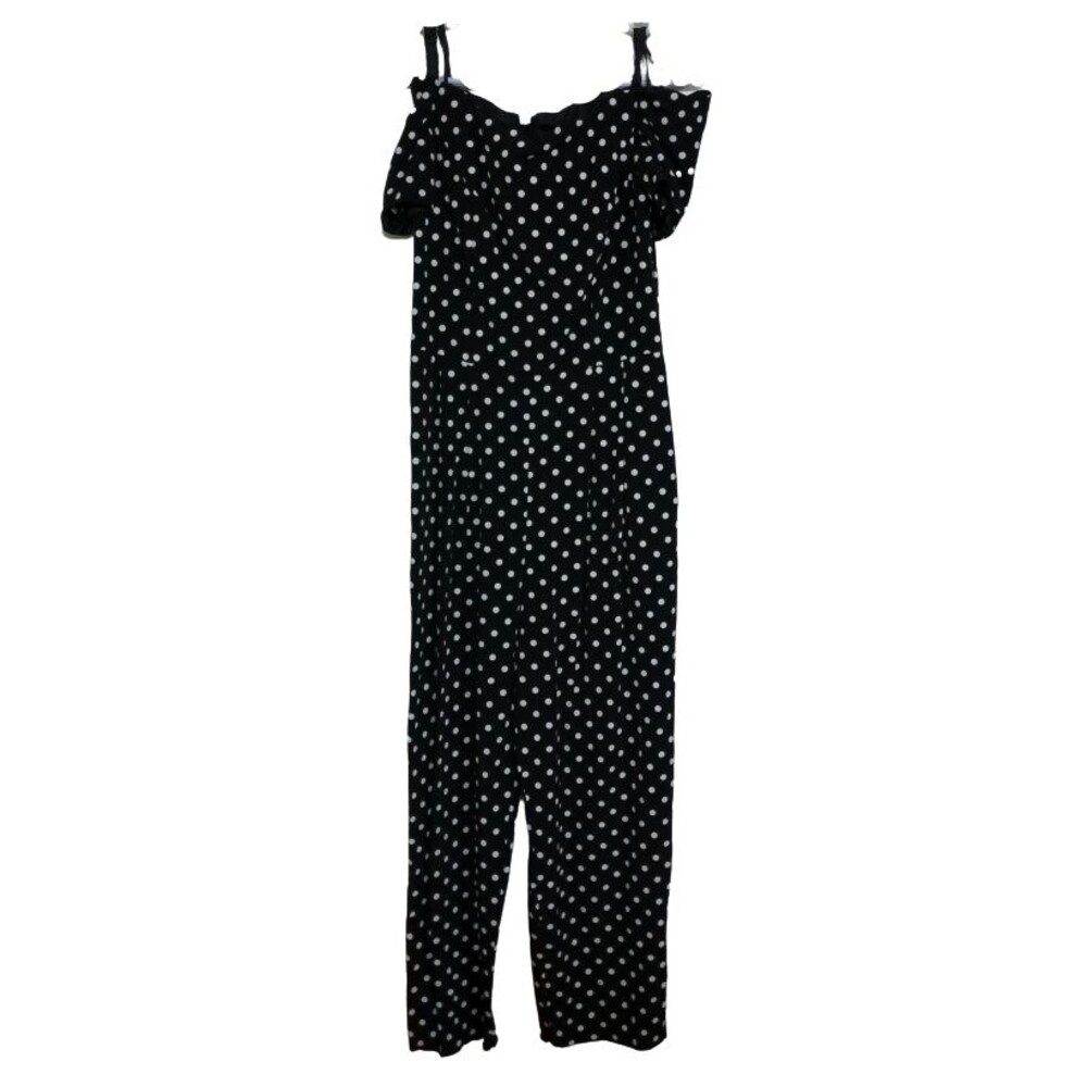 VTG Ashlee California Womens Size 6 Jumpsuit Strappy Cold Shoulder Black White